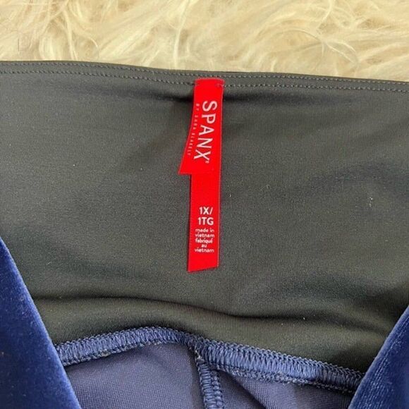 SPANX Blue Lapis Night Velvet High Waist Velour Leggings Women Plus Size 1X Pant - Picture 8 of 12